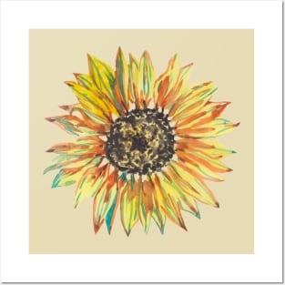 Big beautiful watercolor sunflower Posters and Art